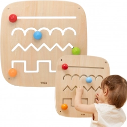 drevená nástenná manipulačná tabuľa labyrint VIGA