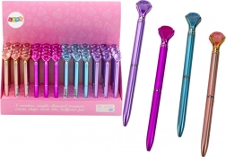 Guľôčkové pero s diamantom, matné, modrý atrament 0,7 mm