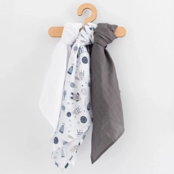 Mušelínové plienky pre chlapcov 60 × 80 cm, sada 3 ks