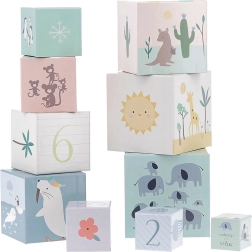 VILAC skladacia veža z kociek – zvieratá sveta a čísla 1–10