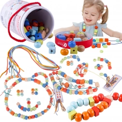 Klasický Svet Drevené Korálky na Navliekanie - 96 ks