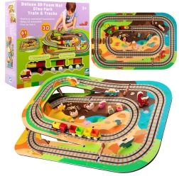 Pěnová podlahová sada 3D Dino park s vláčikom 61 dielov HUMBI