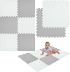 Penová podložka HUMBI 180 × 120 cm – veľké vodoodolné puzzle, 6 ks, biela/sivá