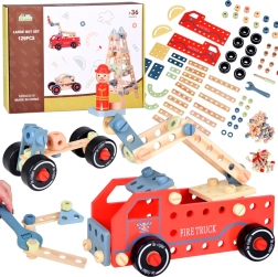 Drevená stavebnica kreatívnych hračiek 129 dielov