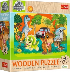 Drevené puzzle JURSKÝ SVET – Zoznám sa s dinosaurami, 24 dielikov