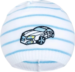 Jarná čiapka New Baby s autíčkom bielo-modrá 104 (3–4 roky)