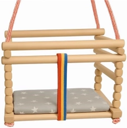 Detská buková hojdačka BABY MIX prírodná s poduškou