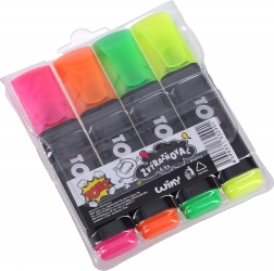 Sada zvýrazňovačov so silným klinovým hrotom, 4 farby