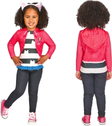 Detský kostým GABBY’S DOLLHOUSE – top a čelenka s mačacími uškami (98–104 cm, 3–4 roky)