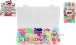 Súprava farebných plastových korálikov so šnúrkou v praktickom organizéri