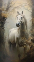 Diamantové maľovanie Bieľoš v hmle 30 × 40 cm