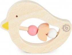 Bieco drevené hryzátko s ružovými korálikmi – vtáčik