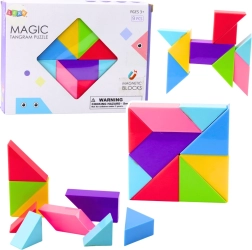 Magnetické kocky tangram – farebná skladačka, 9 dielov