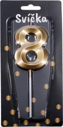 Párty sviečka číslo osmička zlatá