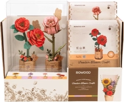 Displej s červenou kaméliou a ružovou ružou