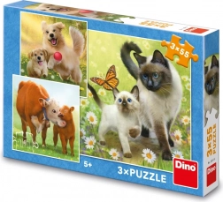 detské puzzle rodinka zvieratiek 3×55 dielikov