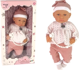 Realistická bábika bábätko 46 cm s modrým oblečením a dudlíkom