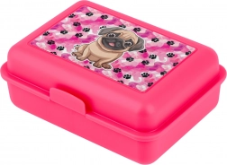 Ružový obedový box s ilustráciou psa