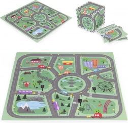 Veľká penová puzzle podložka pre deti mesto 90,5 × 90,5 cm, 21 ks ECOTOYS