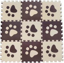 Pevnené detské podlahové puzzle – hnedé labky 29,5 × 29,5 cm