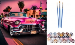 Maľovanie podľa čísel Ružový športiak plátno 40x50 cm