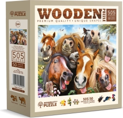 Drevené obojstranné puzzle Kone všade navôkol 505 dielikov WOODEN CITY
