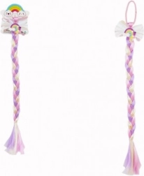 Gumička do vlasov s mašľou a farebným vrkočom s flitrami