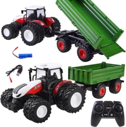 Diaľkovo ovládaný traktor + zelený príves na diaľkové ovládanie RC0602