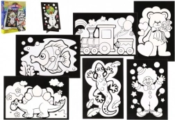 Škrabací obrázok 6 ks farebný + 6 ks stojančekov v krabici 19 × 22 × 6,5 cm