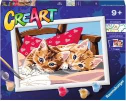 Ravensburger CreArt maľovanie podľa čísel – dve prítulné mačiatka (24 × 18 cm)