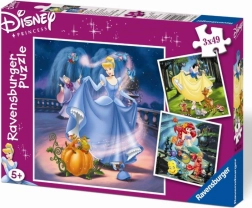 Ravensburger puzzle Disney princezné Snehulienka, Popoluška a Ariel 3×49 dielikov