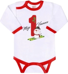 Detské body s potlačou New Baby Moje prvé Vianoce, dlhý rukáv, veľkosť 62