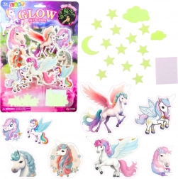 Fluorescenčné nálepky na stenu – jednorožce a hviezdičky