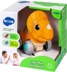 Interaktívny plastový dinosaurus na kolieskach s pohonom a pohyblivou čeľusťou