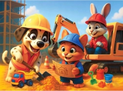 drevené puzzle WOODEN CITY veselý tím, 40 dielikov