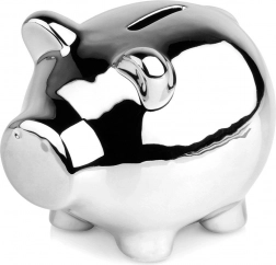 Strieborná keramická pokladnička v tvare prasiatka 11,5 × 9 cm