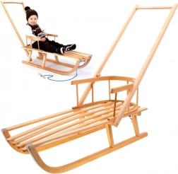 Drevené sane s opierkou pre deti