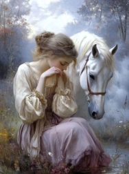 Diamantové maľovanie dievča s koňom 30 × 40 cm