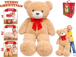 Teddy Greetings plyšový medveď s mašľou 120 cm béžový