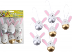 Dekoratívne plastové maľované vajíčka na zavesenie 6 cm, 6 ks