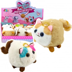 Plyšový kocúrik s točiacim sa chvostíkom hnedo-biely