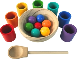 2Kids Toys dúhové guličky a kalíšky – montessori sada 7 farieb