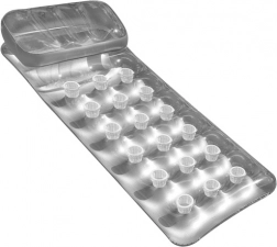 Nafukovacie plážové ležadlo s operadlom chrbta, strieborné