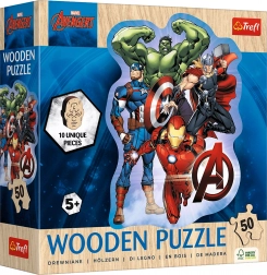 Drevené obrysové puzzle AVENGERS – 50 dielikov