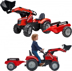 šľapací traktor MASSEY FERGUSON s prívesom a prednou lyžicou od 3 rokov