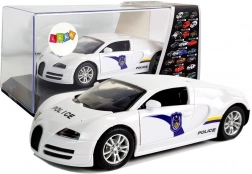 Policajné športové auto s pohonom, svetlami a zvukmi – biele