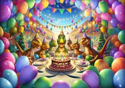 Puzzle dinosaurová oslava 50 dielikov