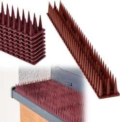 Plastové hrebene proti vtákom, hnedé, modulárne lišty 8 ks