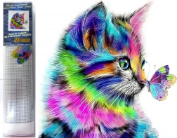 diamantové maľovanie mačiatko s motýľom 30 × 40 cm