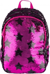 Školská taška s flitrami a so vzorom hviezd